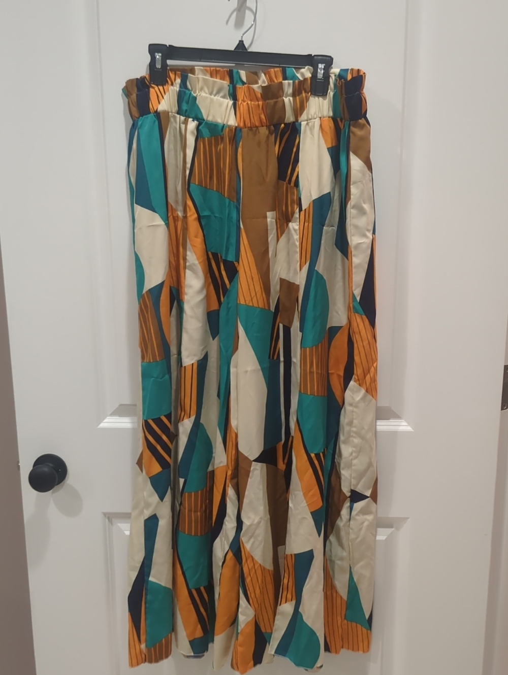 SHEIN Teal, Mustard & Cream Geometric Pants